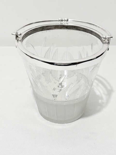 Antique Silver Plated and Glass Ice Pail or Bucket