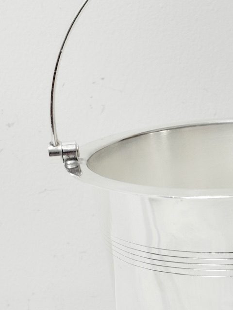 Vintage Cylindrical Silver Plated Ice Pail or Bucket with Swing Handle Vintage Cylindrical Silver Plated Ice Pail or Bucket with Swing Handle