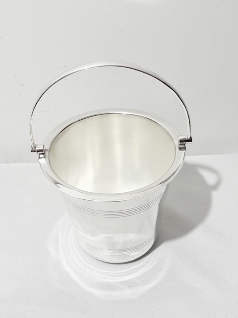 Vintage Cylindrical Silver Plated Ice Pail or Bucket with Swing Handle Vintage Cylindrical Silver Plated Ice Pail or Bucket with Swing Handle