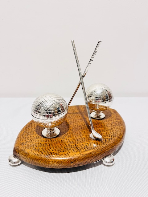 Antique Silver Plated and Oak Novelty Ink Stand (c.1920)