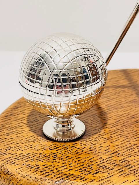 Antique Silver Plated and Oak Novelty Ink Stand