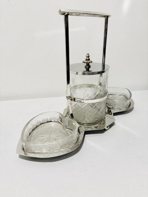 Charming Antique Silver Plated Jam or Preserve Dishes on Stand