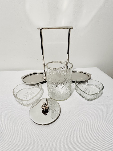 Charming Antique Silver Plated Jam or Preserve Dishes on Stand