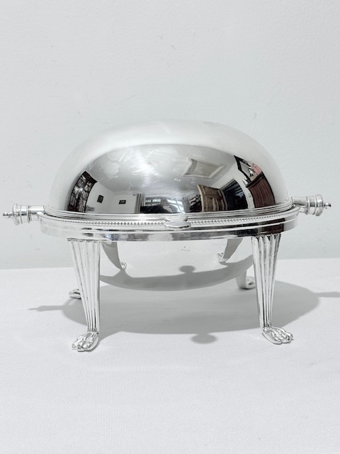 Antique Silver Plated Oval Butter Dish with Rollover Lid (c.1910)