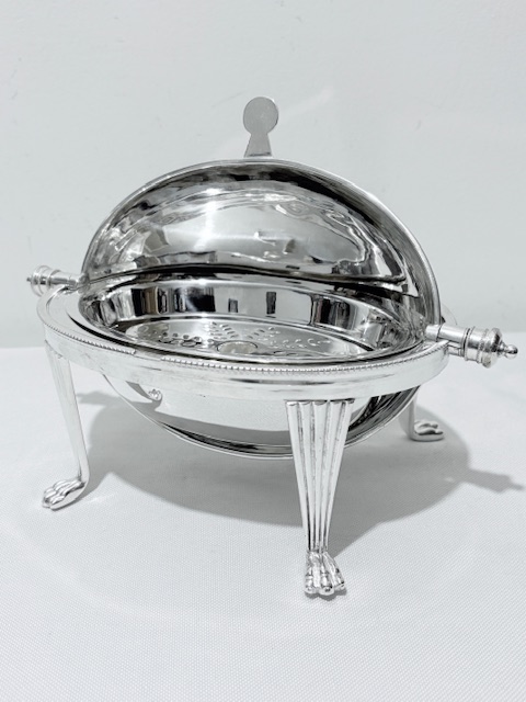 Antique Silver Plated Oval Butter Dish with Rollover Lid