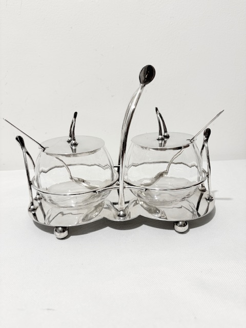 Novelty Antique Silver Plated Double Jam Sauce or Preserve Dish