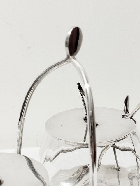 Novelty Antique Silver Plated Double Jam Sauce or Preserve Dish