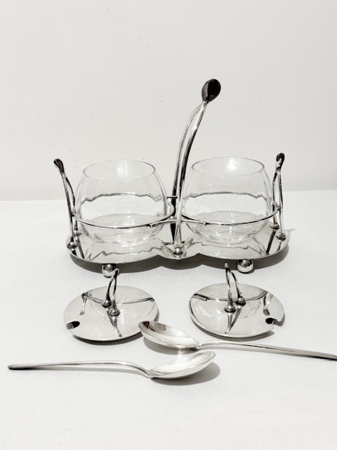 Novelty Antique Silver Plated Double Jam Sauce or Preserve Dish