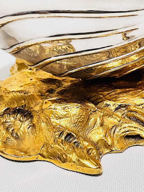 Antique Silver and Gold Plated Shell Shaped Spoon Warmer