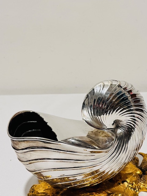 Antique Silver and Gold Plated Shell Shaped Spoon Warmer