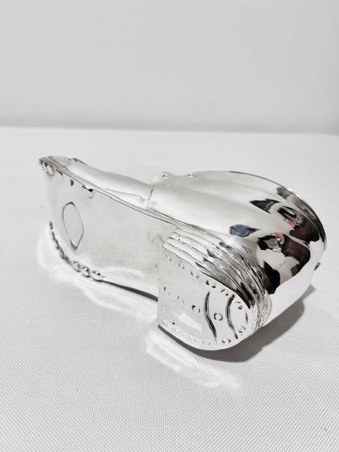 Novelty Antique Silver Plated Spoon Warmer Modelled as a Shoe Novelty Antique Silver Plated Spoon Warmer Modelled as a Shoe