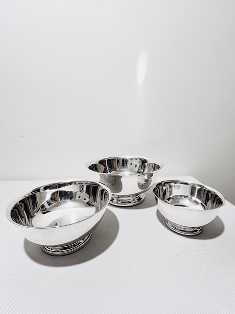 Set of Vintage Silver Plated Graduating Sized Bowls Set of Vintage Silver Plated Graduating Sized Bowls