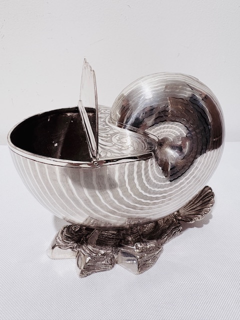 Shell Shaped Antique Silver Plated Spoon Warmer