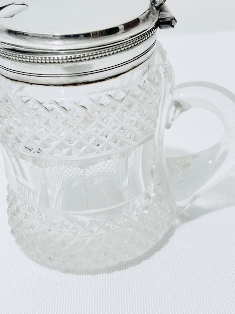 Antique Silver Plated and Cut Glass Mustard Pot