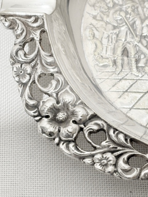 Vintage Silver Plated Ash Tray Decorated with Soldiers with Bayonets and Rifles