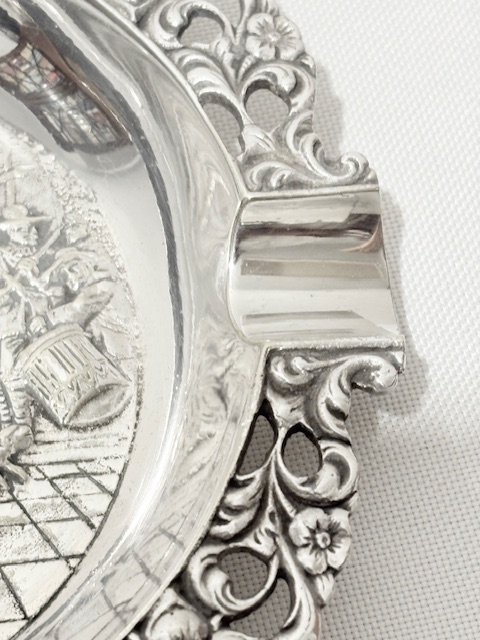 Vintage Silver Plated Ash Tray Decorated with Soldiers with Bayonets and Rifles