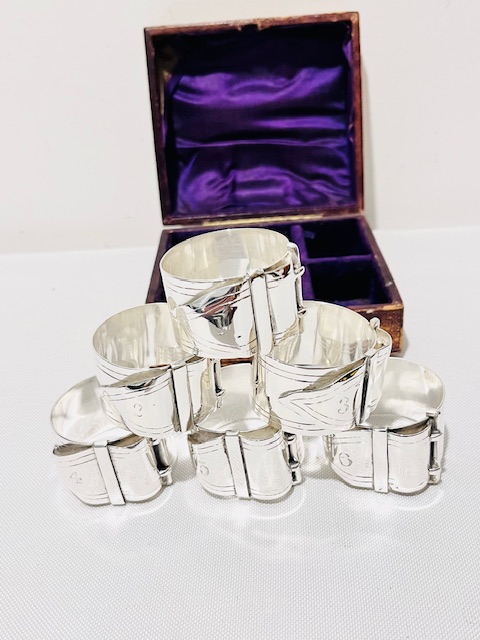 Set of Novelty Antique Silver Plated Numbered Napkin Rings