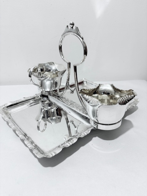 Antique Silver Plated Rectangular Strawberry Set