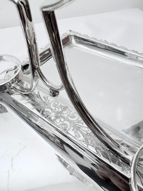 Antique Silver Plated Rectangular Strawberry Set