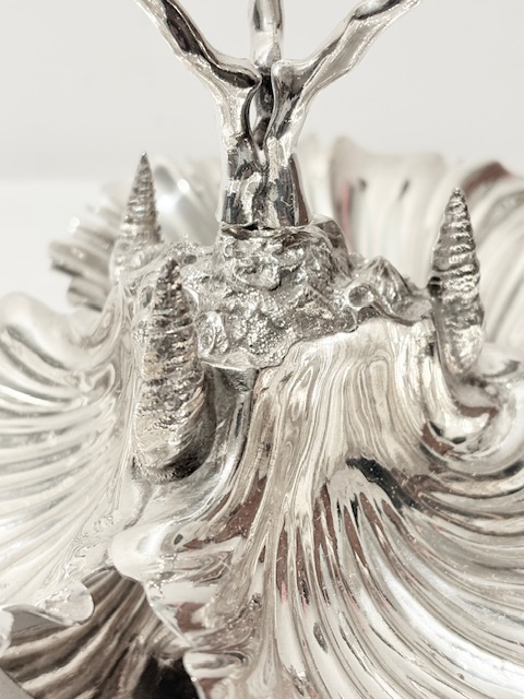 Antique Silver Plated Rotating Triple Shell Dish Antique Silver Plated Rotating Triple Shell Dish