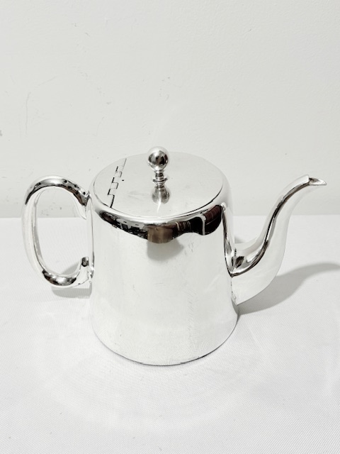 Antique Silver Plated Hotel Teapot with Flat Flush Hinge