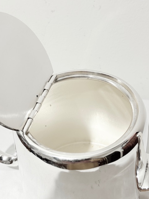 Antique Silver Plated Hotel Teapot with Flat Flush Hinge