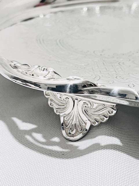 Antique Silver Plated Salver Mounted with a Wide Pierced Border
