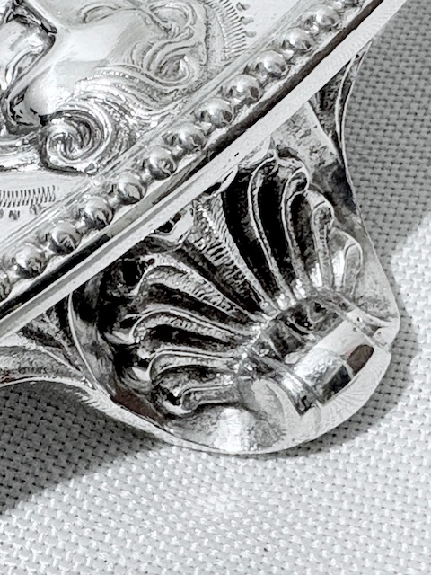 Antique Silver Plated Salver with Applied Faces to the Edge