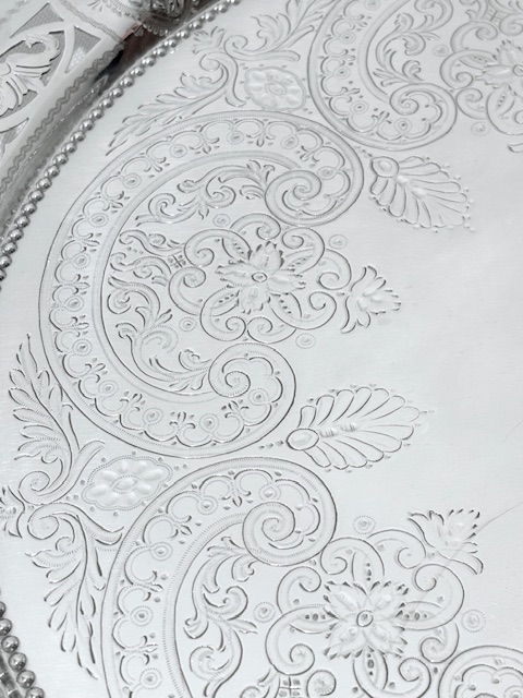 Antique Silver Plated Salver with Applied Faces to the Edge