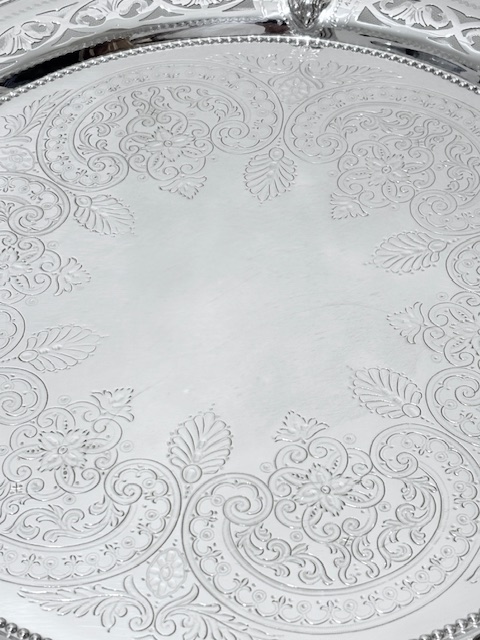 Antique Silver Plated Salver with Applied Faces to the Edge