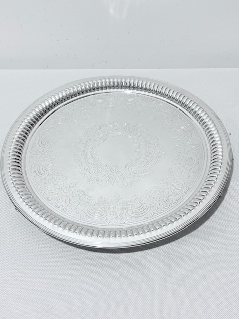 Antique Silver Plated Salver with Queen Anne Fluted Decoration