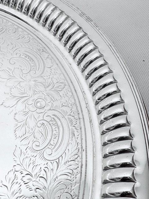 Antique Silver Plated Salver with Queen Anne Fluted Decoration