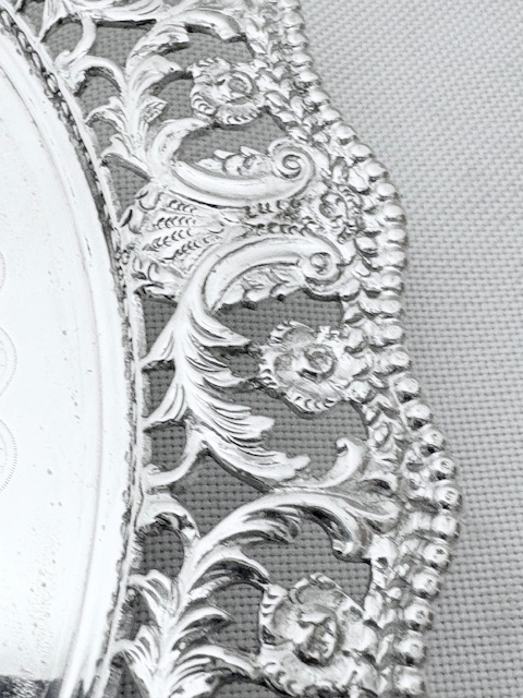 Small Antique Silver Plated Salver on Three Bun Feet