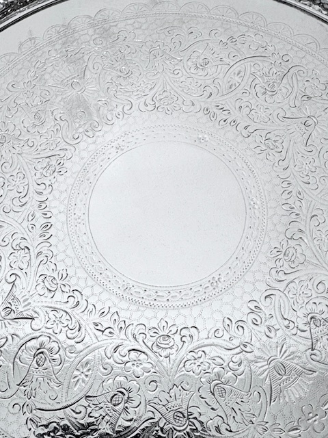 Small Antique Silver Plated Salver on Three Bun Feet