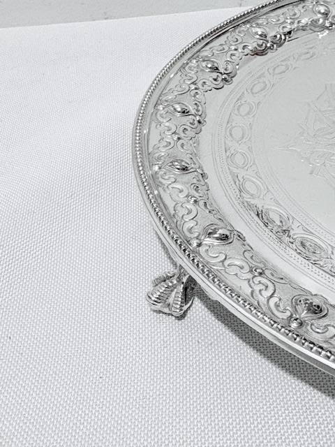 Handsome Antique Silver Plated Salver Bead Mounted Around the Edge