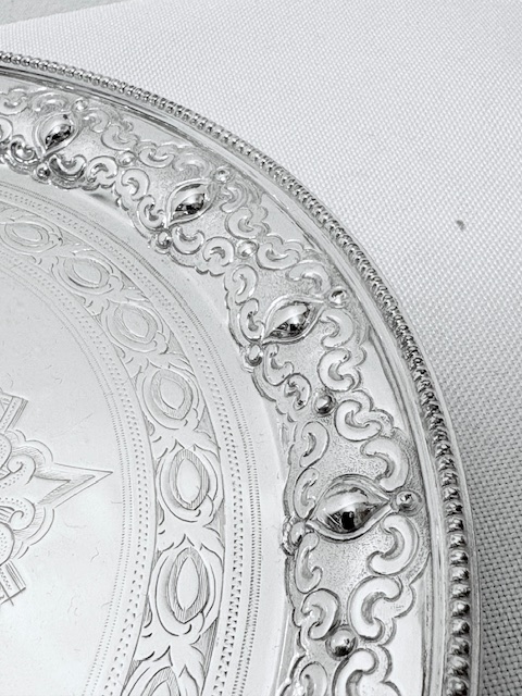 Handsome Antique Silver Plated Salver Bead Mounted Around the Edge
