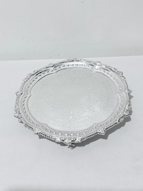 Antique Silver Plated Salver Mounted with Beads and Shells
