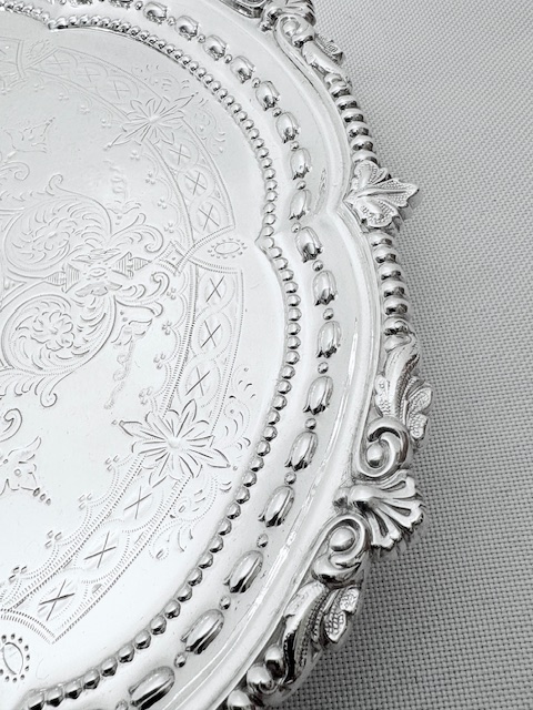 Antique Silver Plated Salver Mounted with Beads and Shells