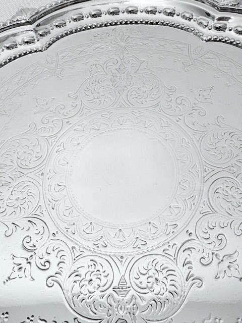 Antique Silver Plated Salver Mounted with Beads and Shells