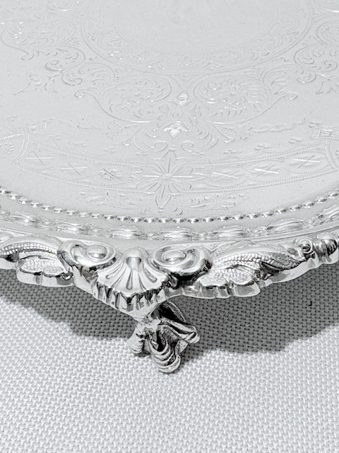 Antique Silver Plated Salver Mounted with Beads and Shells