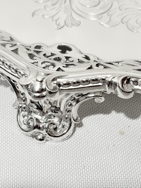 Antique Silver Plated Salver by Elkington & Company on 3 Elaborate Feet Antique Silver Plated Salver by Elkington & Company on 3 Elaborate Feet