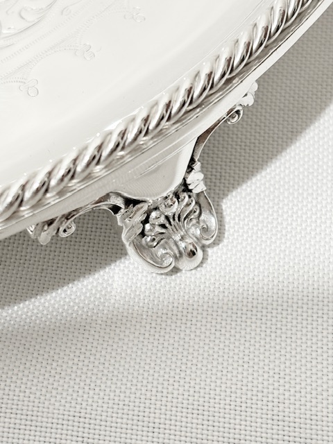 Antique Elkington Silver Plated Salver with Rope Twist Mount Antique Elkington Silver Plated Salver with Rope Twist Mount