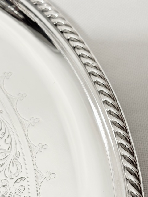 Antique Elkington Silver Plated Salver with Rope Twist Mount Antique Elkington Silver Plated Salver with Rope Twist Mount