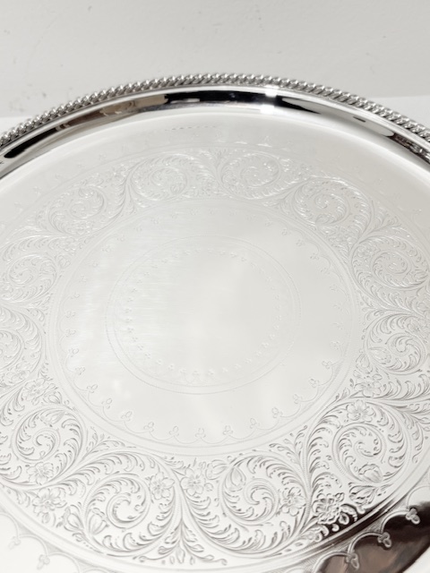 Antique Elkington Silver Plated Salver with Rope Twist Mount Antique Elkington Silver Plated Salver with Rope Twist Mount