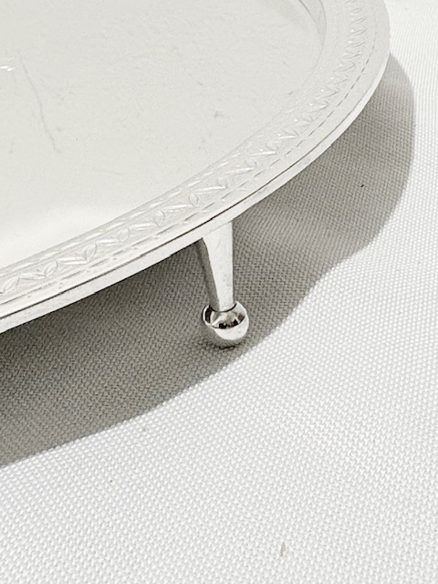 Antique Silver Plated Salver Geometrically Engraved Around the Edge Antique Silver Plated Salver Geometrically Engraved Around the Edge