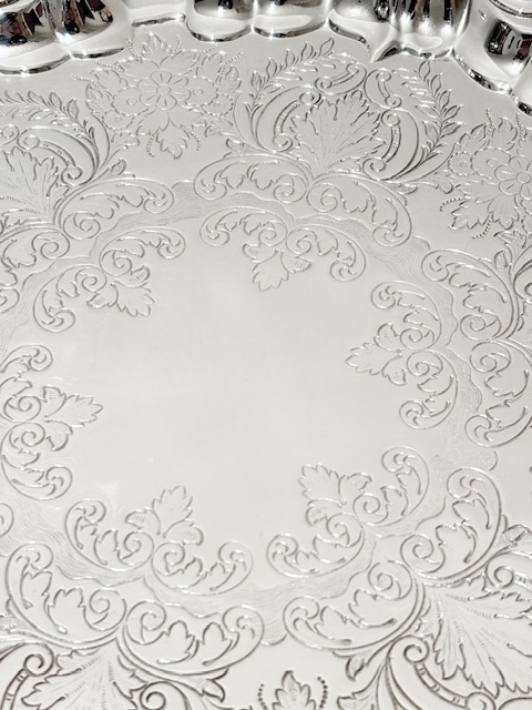Round Antique Silver Plated Salver by Barker Ellis Round Antique Silver Plated Salver by Barker Ellis