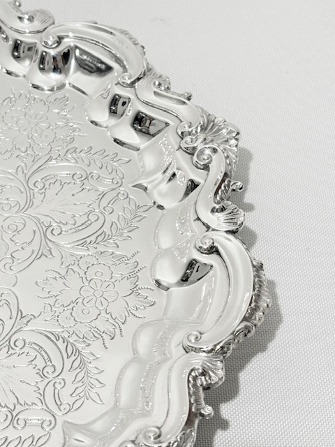 Round Antique Silver Plated Salver by Barker Ellis Round Antique Silver Plated Salver by Barker Ellis