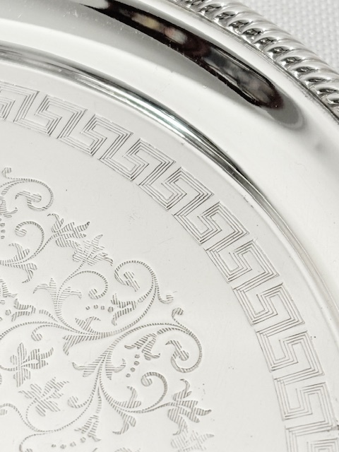 Small Antique Silver Plated Salver with Greek Key Design Small Antique Silver Plated Salver with Greek Key Design