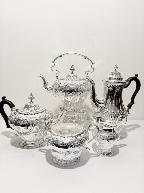 Antique Silver Plated 5 Piece Tea and Coffee Set