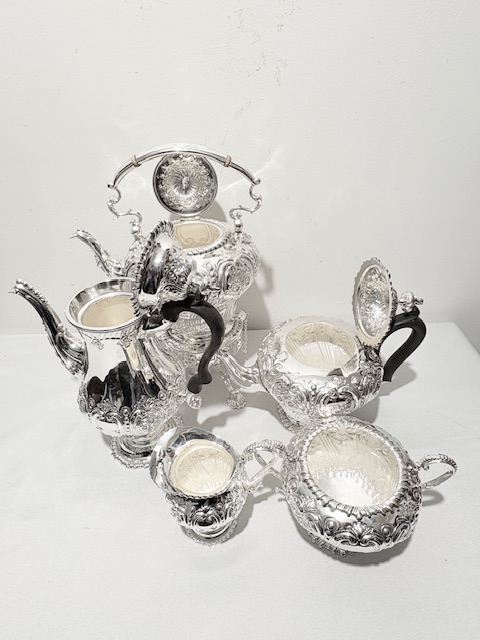 Antique Silver Plated 5 Piece Tea and Coffee Set